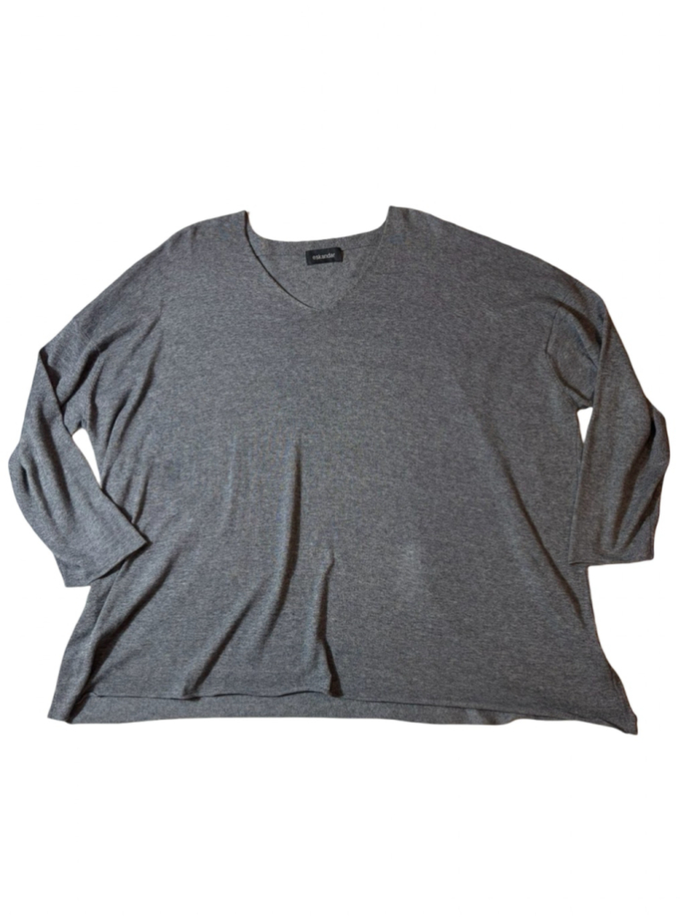 Eskandar Gray 100% Cotton Oversized Bateau Neck Lagenlook Top